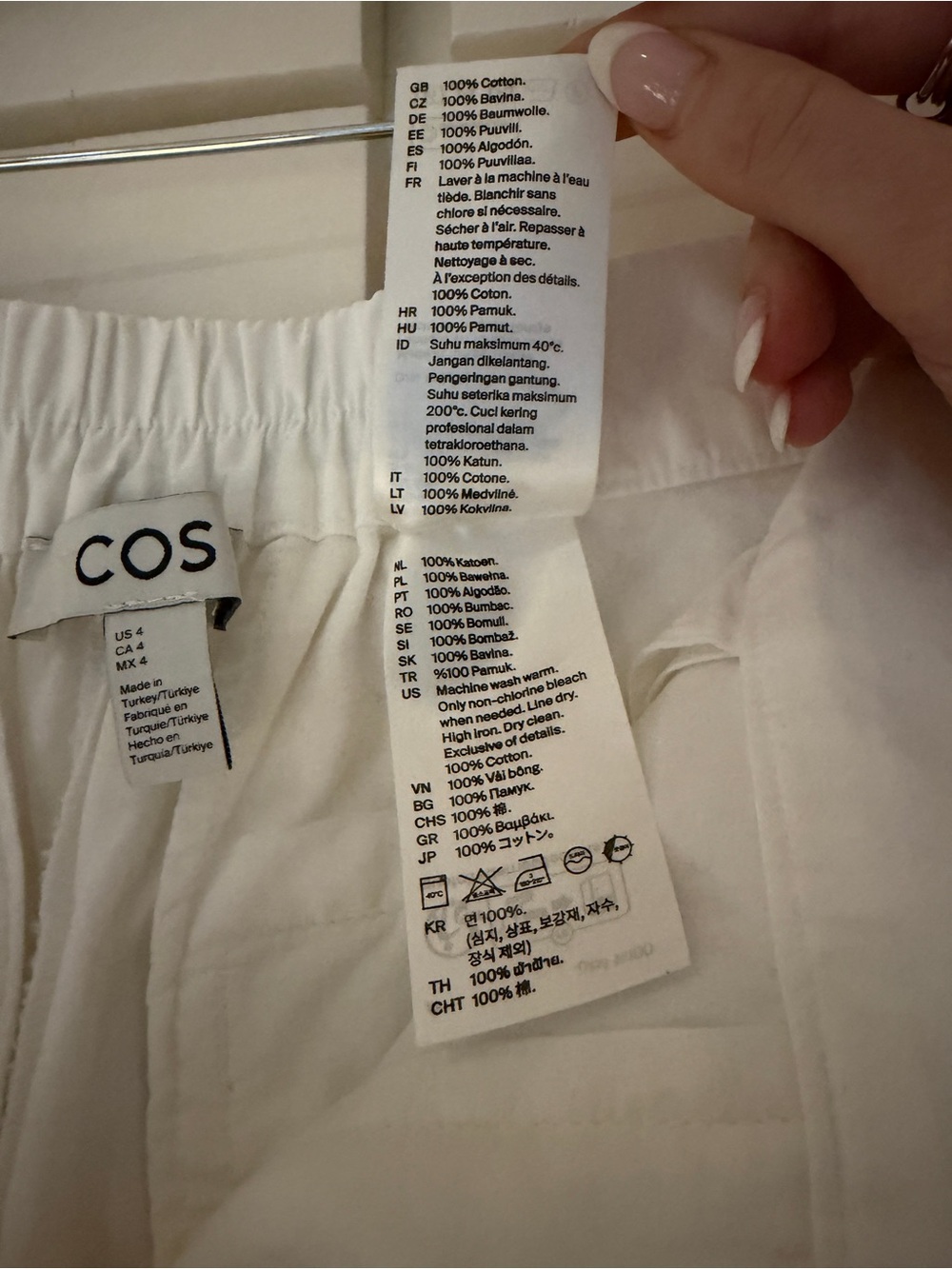 COS Elasticized Pleated Culottes White Cotton - Picture 16 of 17